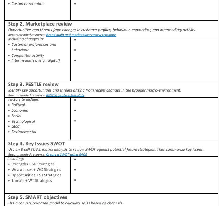 Free 3-page marketing plan template for a small business